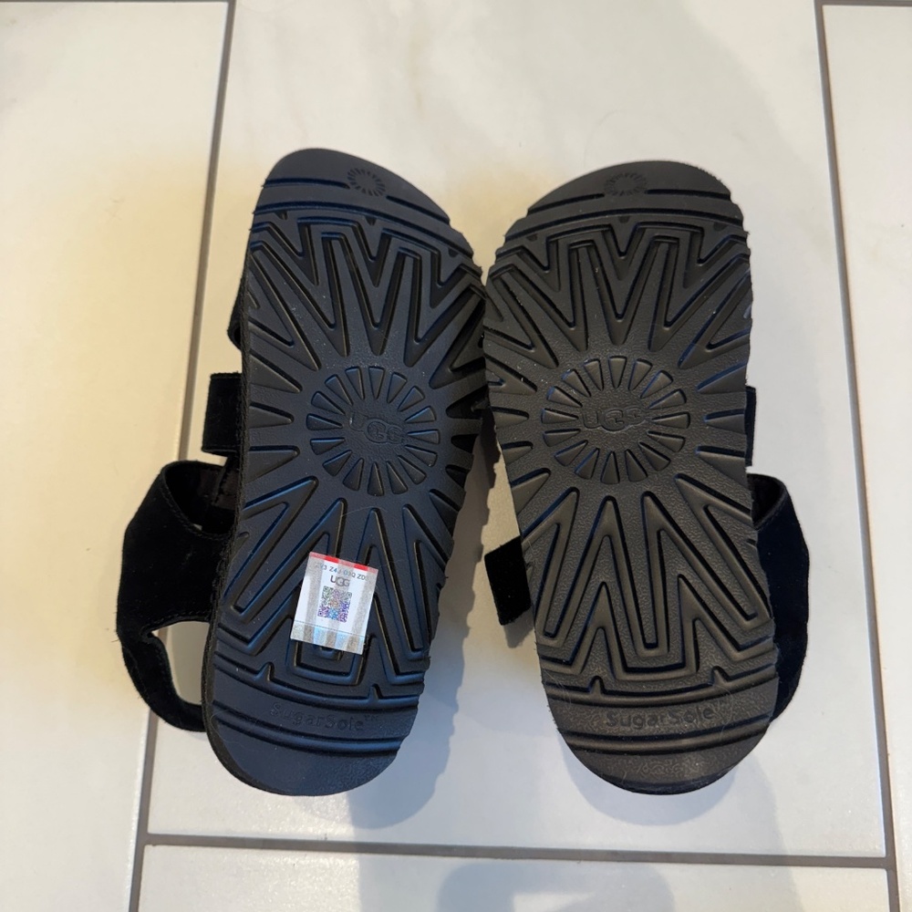 UGG Black Suede Women's Platform Sandals Size 7 NWOT - Picture 3 of 5